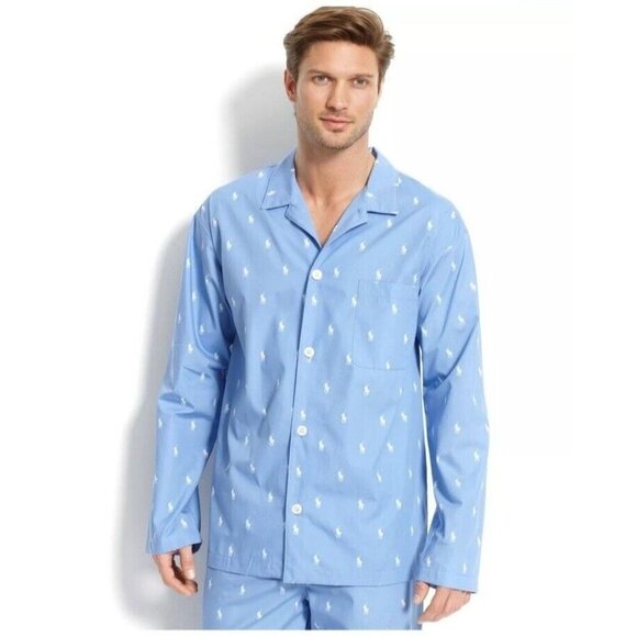 Polo Ralph Lauren Men's All Over Polo Player Pajama Shirt Top Blue Sz 3XT NWT - Picture 1 of 6